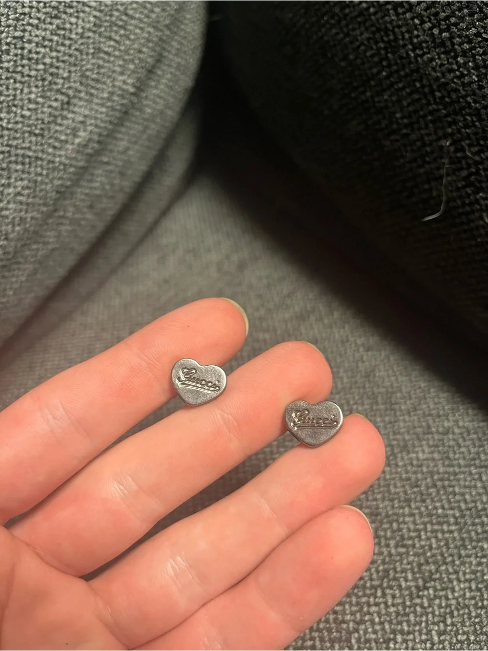 Upcycled - Gucci Vintage Cursive Logo Earrings - Picture 1 of 3